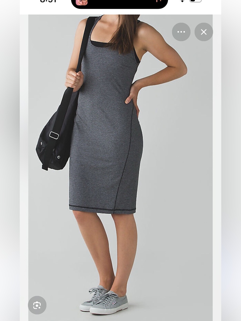 Lululemon Go For It Stripe Tank Dress Cut Out Back Bodycon Tank Knee Length